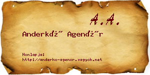 Anderkó Agenór névjegykártya